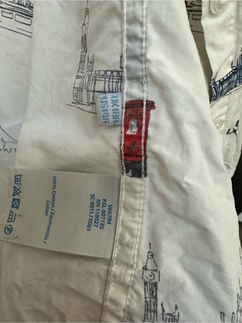 Boden White Shirt with Red & Blue London Motif - Picture 4 of 4